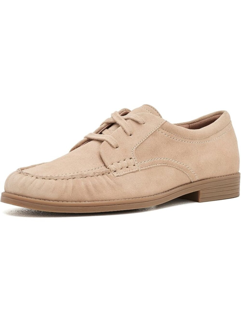 Women's Birch Beige Suede Round Toe Flat Slip On Classic Stassi Penny Loafer